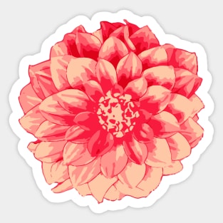 Red Orange Dahlia Flower Abstract Nature Art Sticker